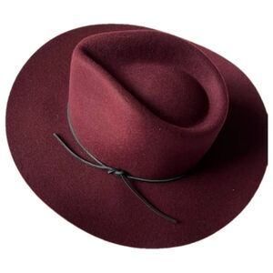 rag & bone Deep Red Wool Woman's Fedora Hat